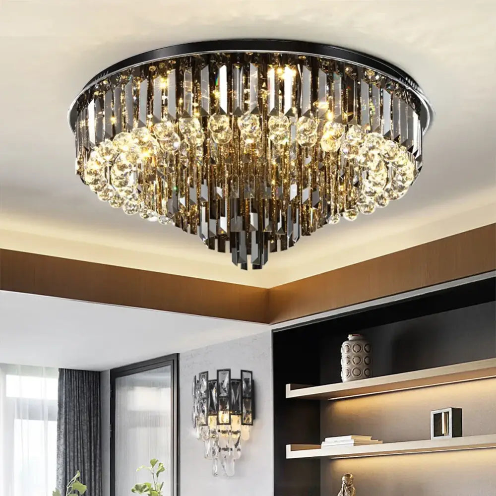 Modern Crystal Gold Black Chandelier | Dining Room Lighting