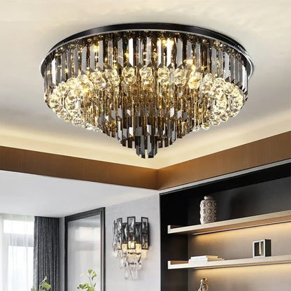 Modern Crystal Gold Black Chandelier | Dining Room Lighting