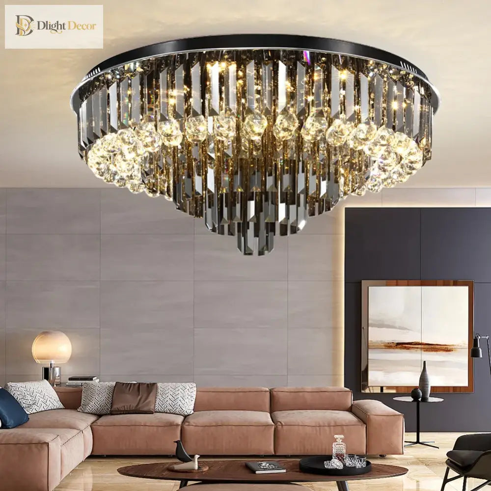 Modern Crystal Gold Black Chandelier | Dining Room Lighting