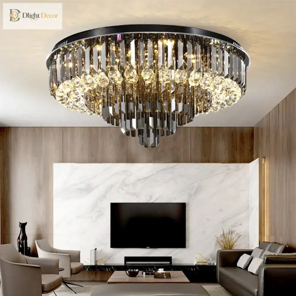 Modern Crystal Gold Black Chandelier | Dining Room Lighting