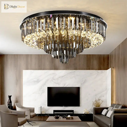 Modern Crystal Gold Black Chandelier | Dining Room Lighting