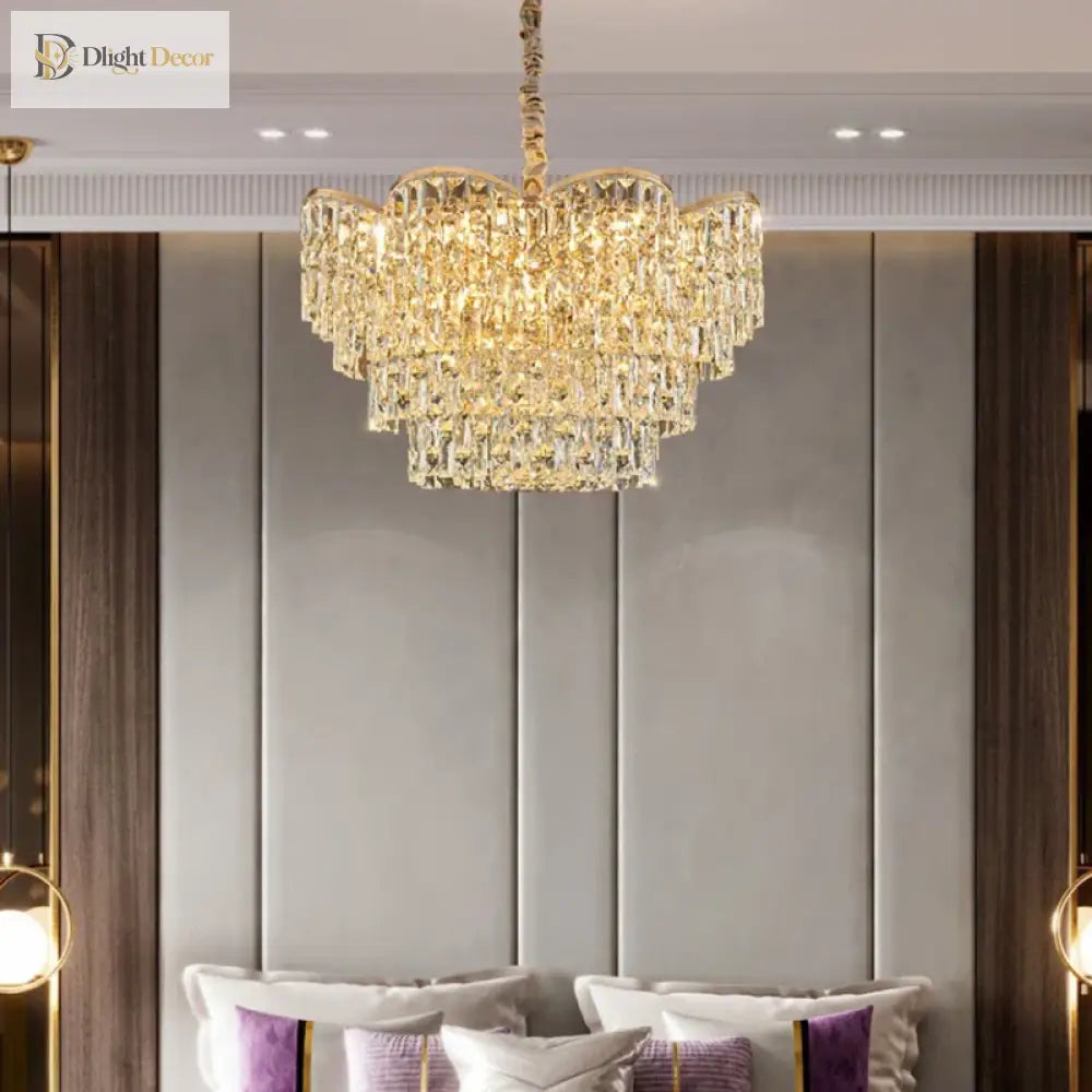 Modern Crystal Gold Chandelier | Modern Bedroom Lighting