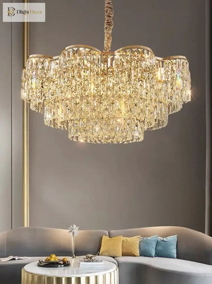 Modern Crystal Gold Chandelier | Modern Bedroom Lighting