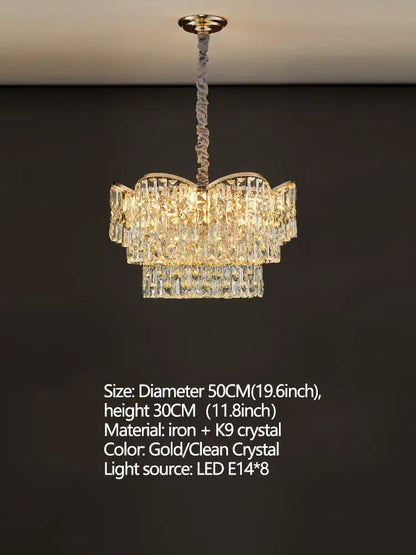 Modern Crystal Gold Chandelier | Modern Bedroom Lighting