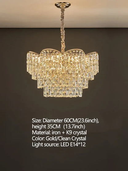 Modern Crystal Gold Chandelier | Modern Bedroom Lighting