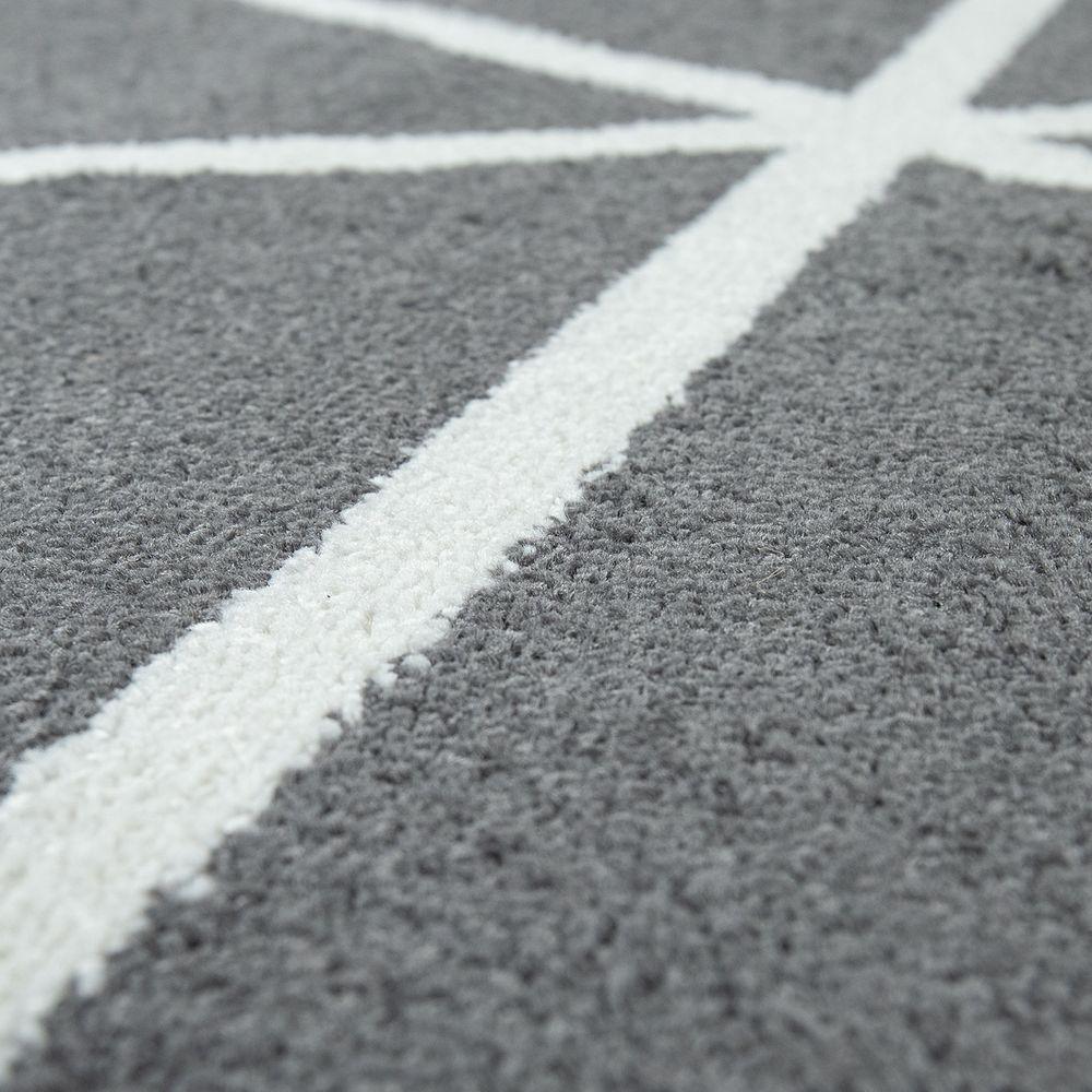 Modern Geometric Rug for Living-Room in Anthracite White