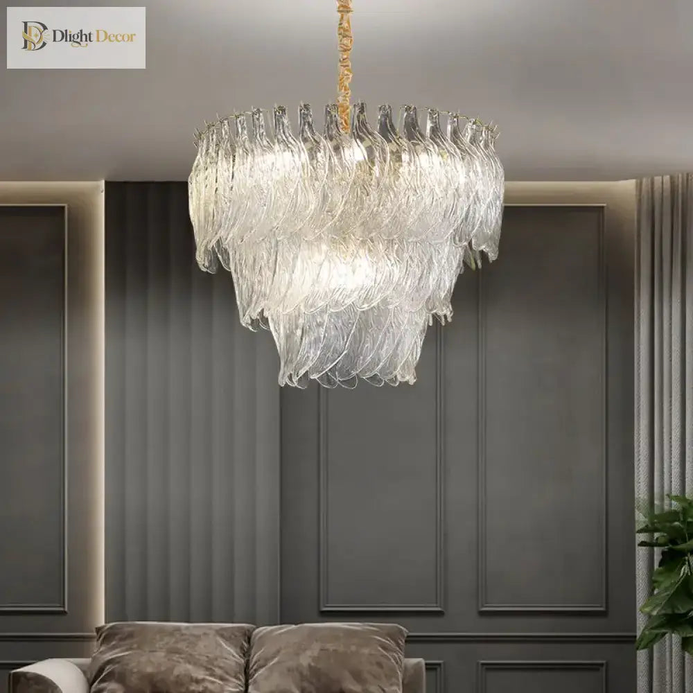 Modern Glass Gold Chandelier | Dining Room Home Lighting