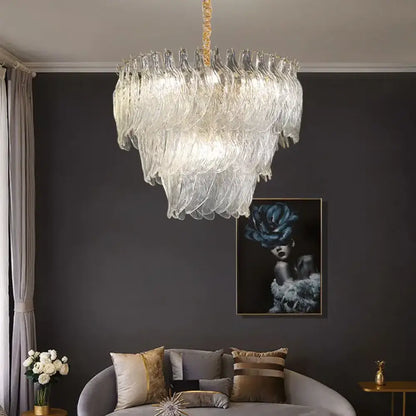 Modern Glass Gold Chandelier | Dining Room Home Lighting