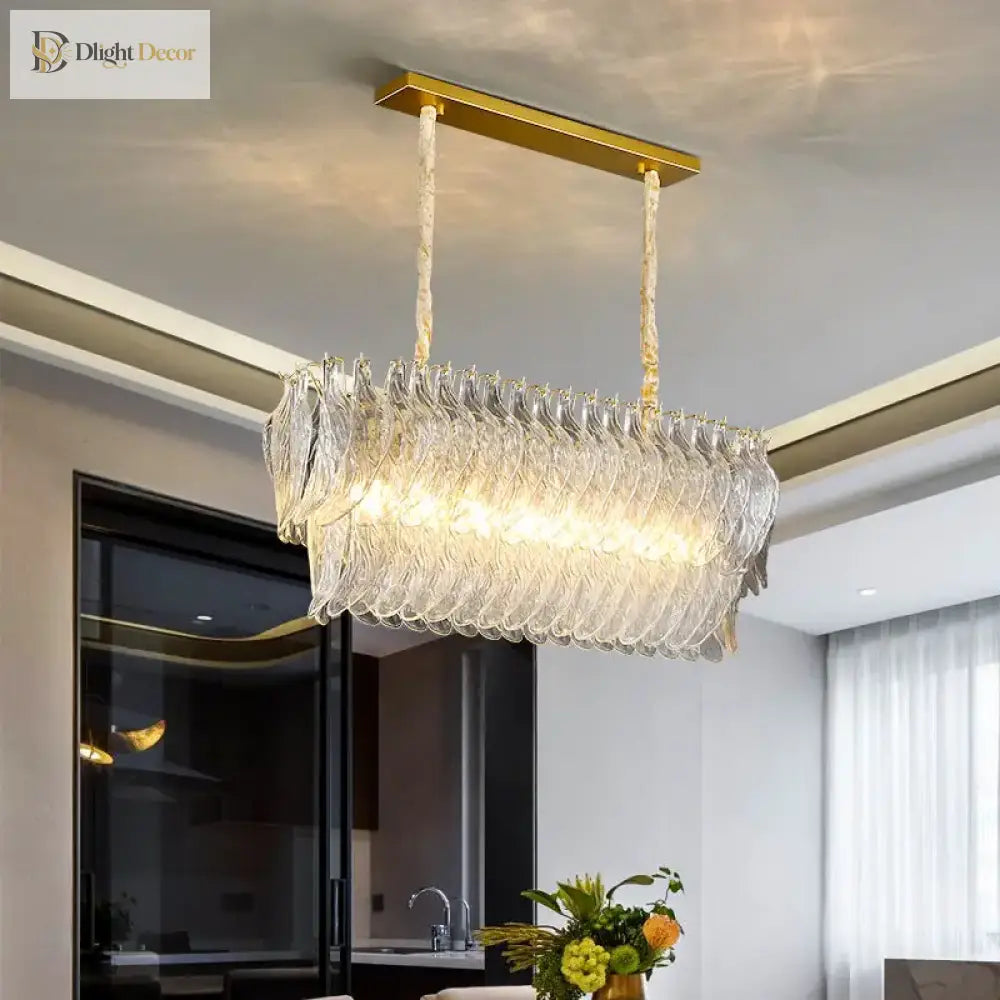 Modern Glass Gold Chandelier | Dining Room Home Lighting