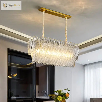 Modern Glass Gold Chandelier | Dining Room Home Lighting