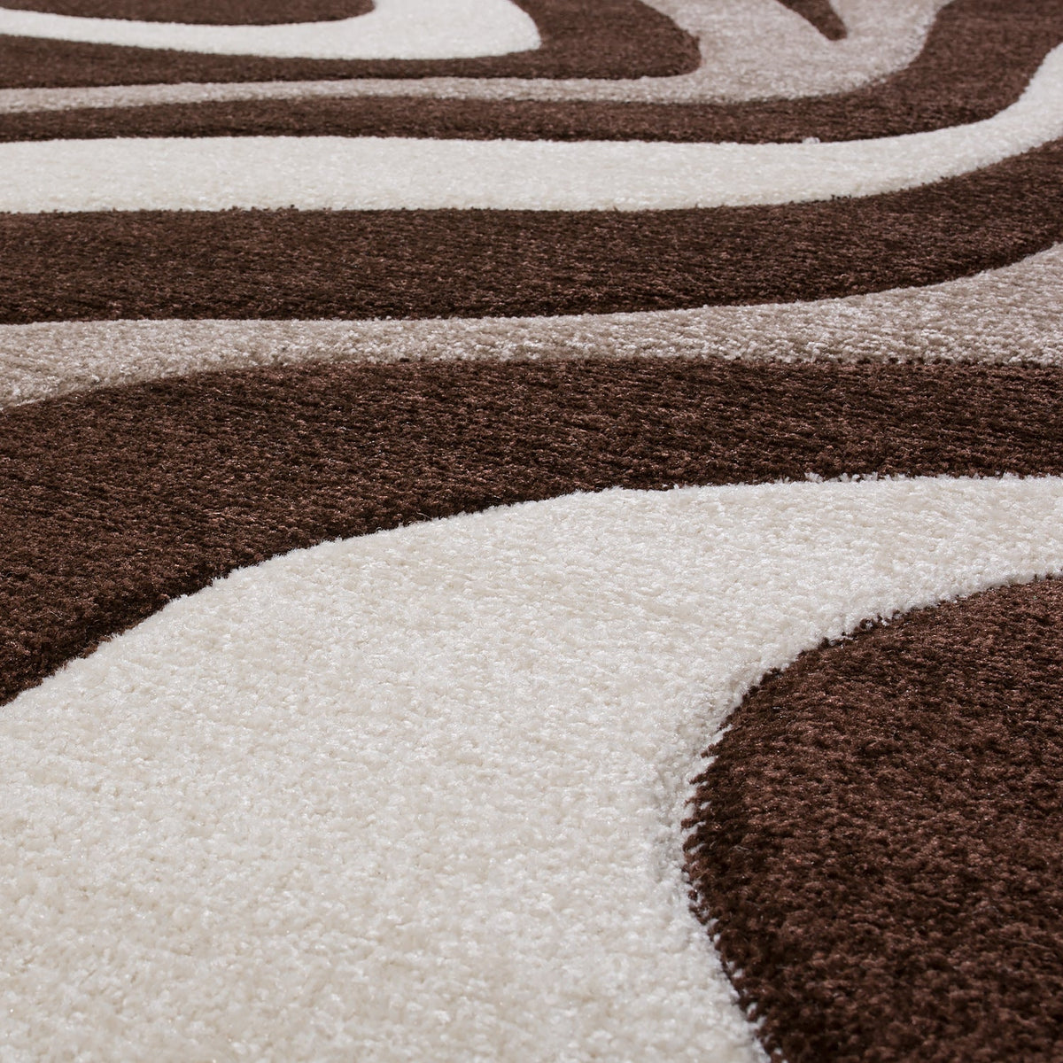 Area Rug Madeira Modern Wave Pattern - Brown Beige