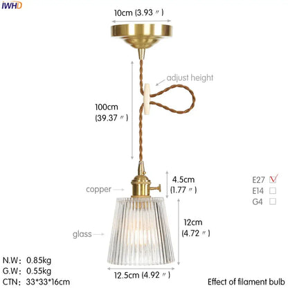 Nordic Copper Glass Pendant Light | Dining Room Lighting