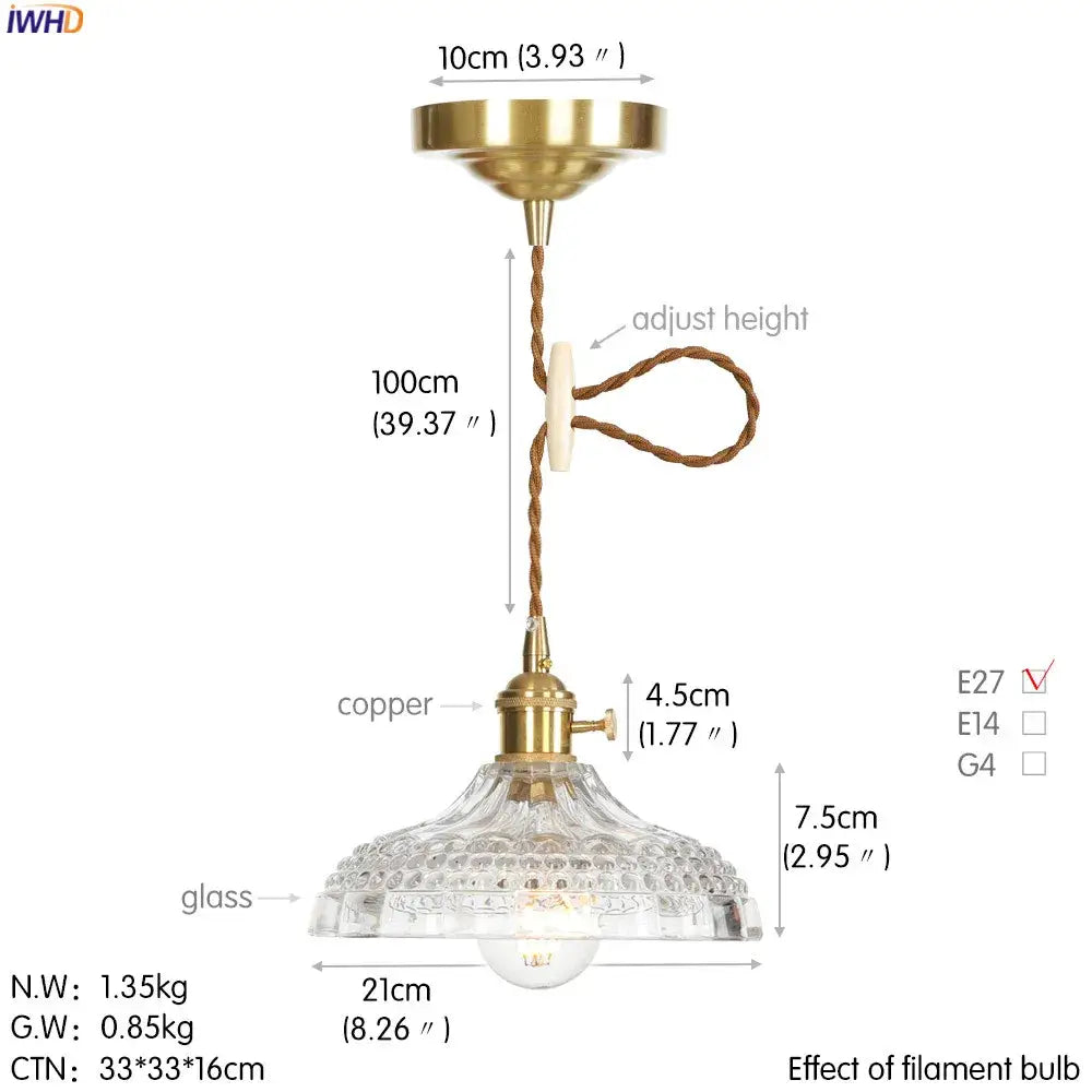 Nordic Copper Glass Pendant Light | Dining Room Lighting