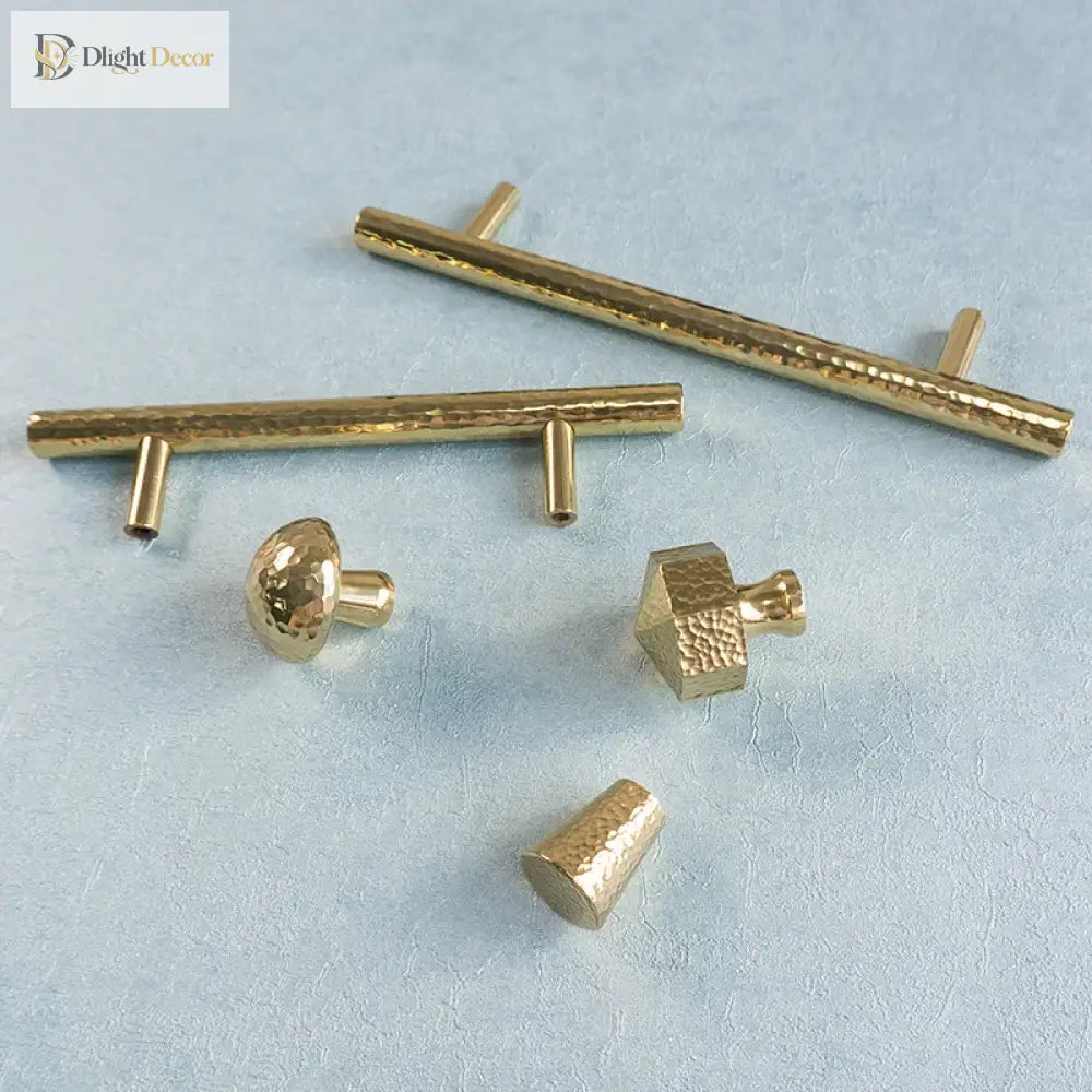 Nordic Handmade Brass Hammered Cabinet Handles – High-End Pulls for Drawers, Wardrobes, and Kitchen Furniture