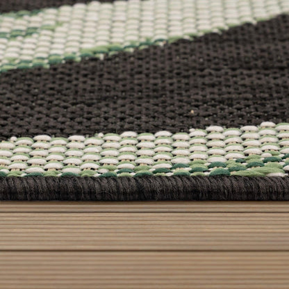Outdoor Rug Ostende Palm Leaf Design Waterproof - Black Green