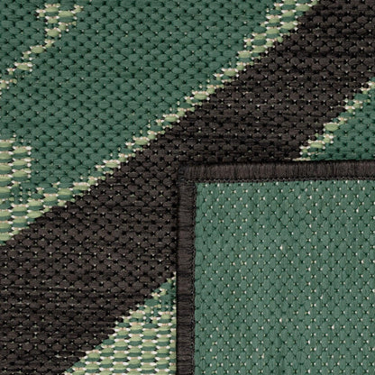 Outdoor Rug Ostende Palm Leaf Design Waterproof - Black Green