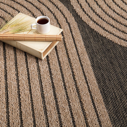 In- &amp; Outdoor Rug Cologne with Modern Lines Design in Beige Black