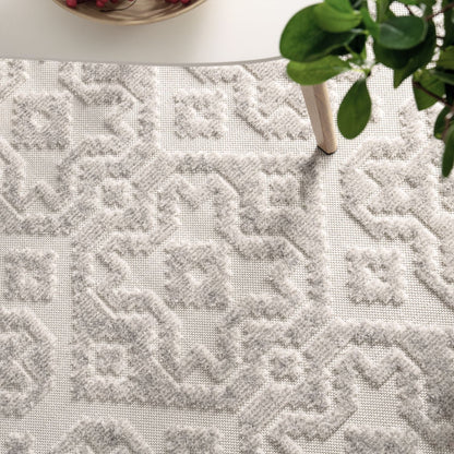 In- &amp; Outdoor Rug Marrakesh High/Low Effect Trellis in Cream