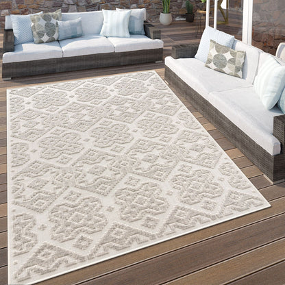 In- &amp; Outdoor Rug Marrakesh High/Low Effect Trellis in Cream