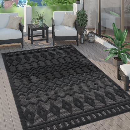 Indoor Outdoor Rug Livorno Geometric Trellis Pattern In Anthracite