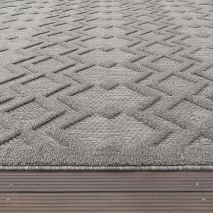 Indoor Outdoor Rug Livorno Geometric Trellis Pattern In Grey