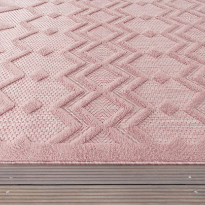 Indoor Outdoor Rug Livorno Geometric Trellis Pattern In Pink