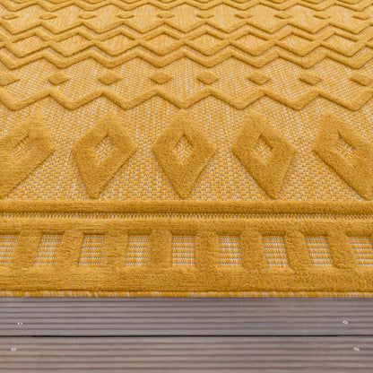 Indoor Outdoor Rug Livorno Geometric Trellis Pattern In Yellow