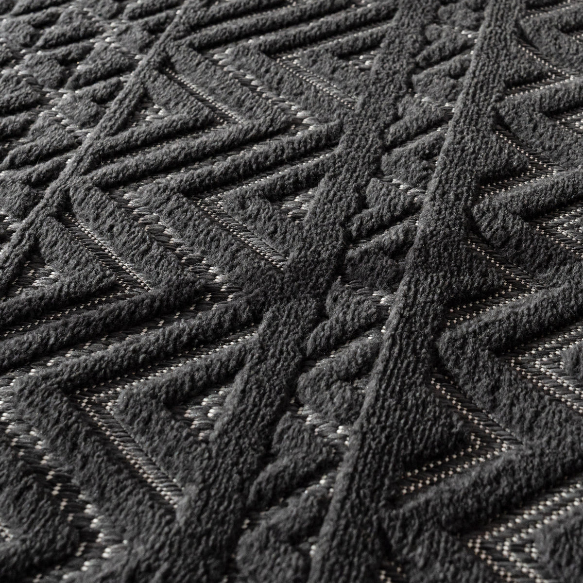Indoor Outdoor Rug Livorno Boho High-Low Pattern In Anthracite