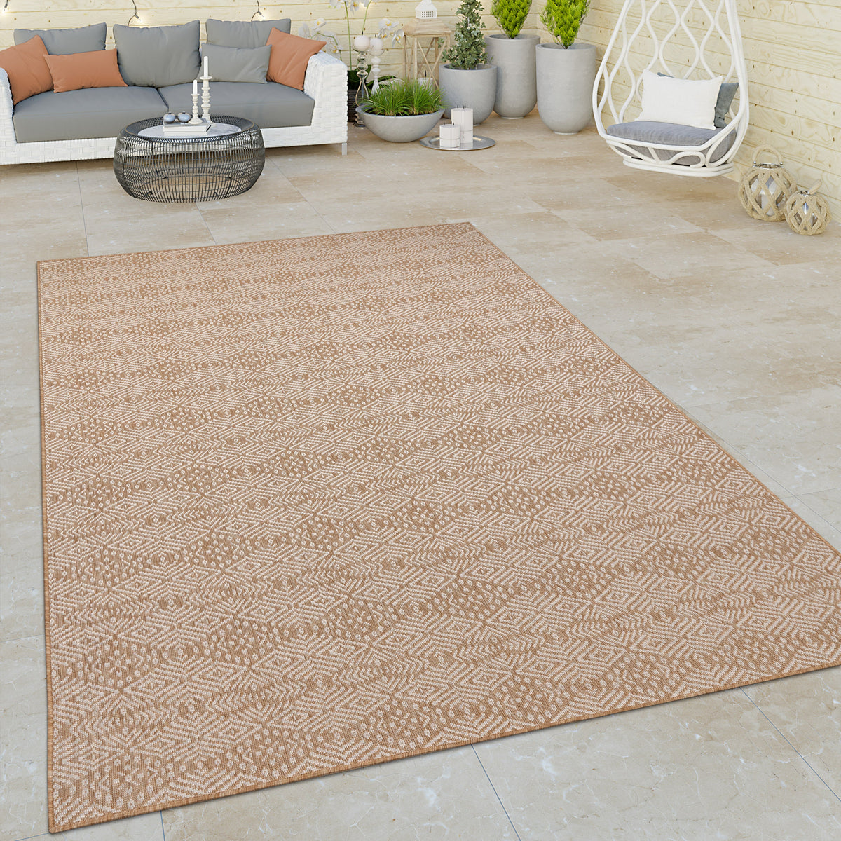 Indoor &amp; Outdoor Rug Captera with Aztec Pattern