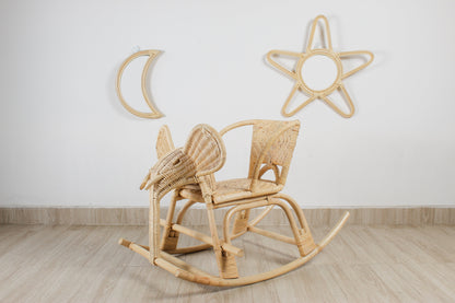 Rattan Moon Wall Mirror – Boho Space &amp; Mystical Kids Room Decor