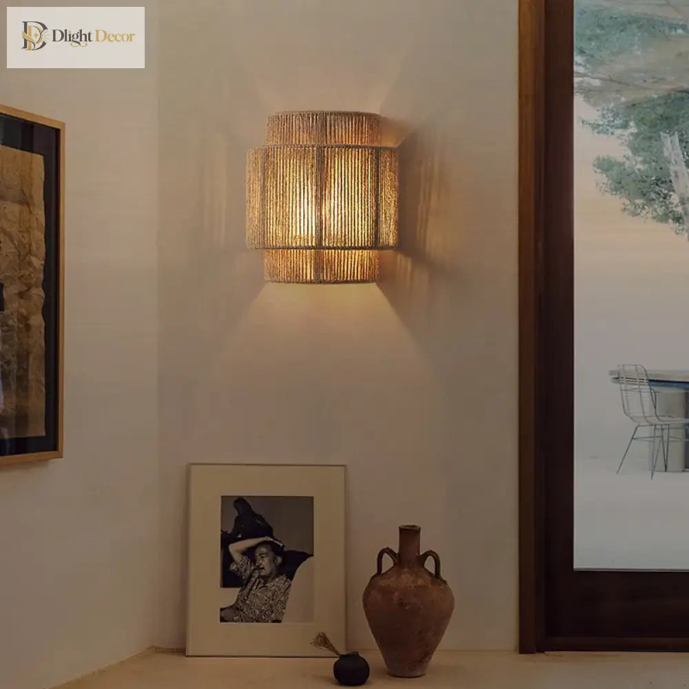 Retro Rattan Wall Sconce | Bedroom &amp; Bedside Lighting