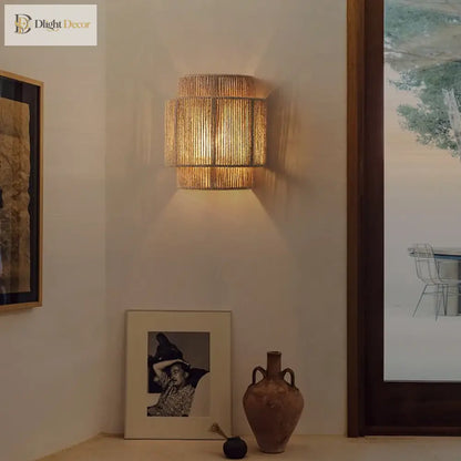 Retro Rattan Wall Sconce | Bedroom &amp; Bedside Lighting