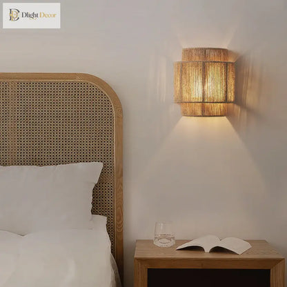 Retro Rattan Wall Sconce | Bedroom &amp; Bedside Lighting