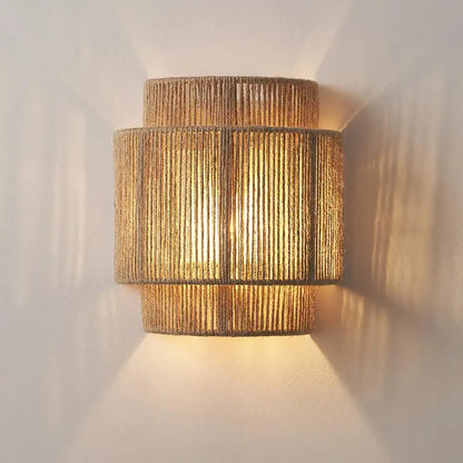 Retro Rattan Wall Sconce | Bedroom &amp; Bedside Lighting