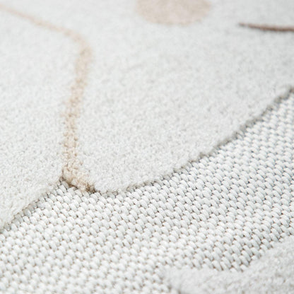Round Kids Rug Tweet Cuddling Moon &amp; Stars - Cream Beige