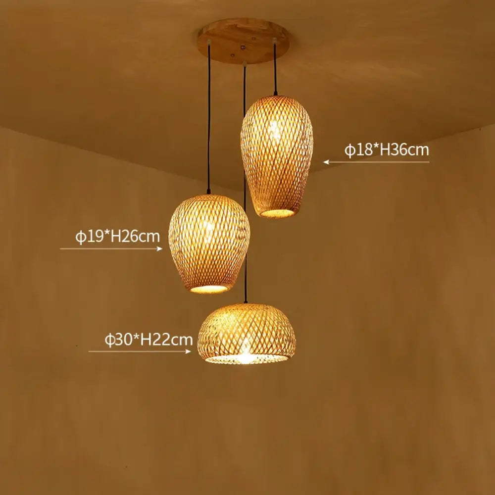 Set Modern Rattan Pendant Light | Dining Room Lighting