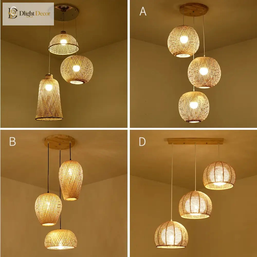 Set Modern Rattan Pendant Light | Dining Room Lighting