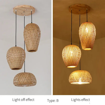Set Modern Rattan Pendant Light | Dining Room Lighting