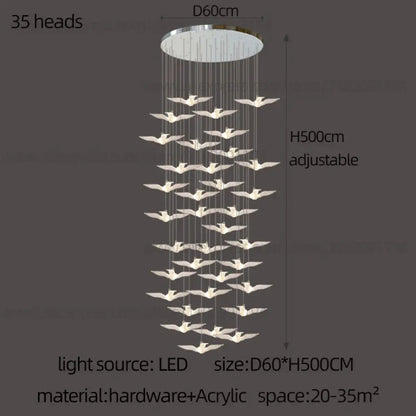 Signature LED Bird Chandelier | Dining Room Lighting