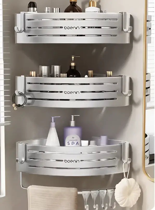 Silver Corner Shelf Caddy