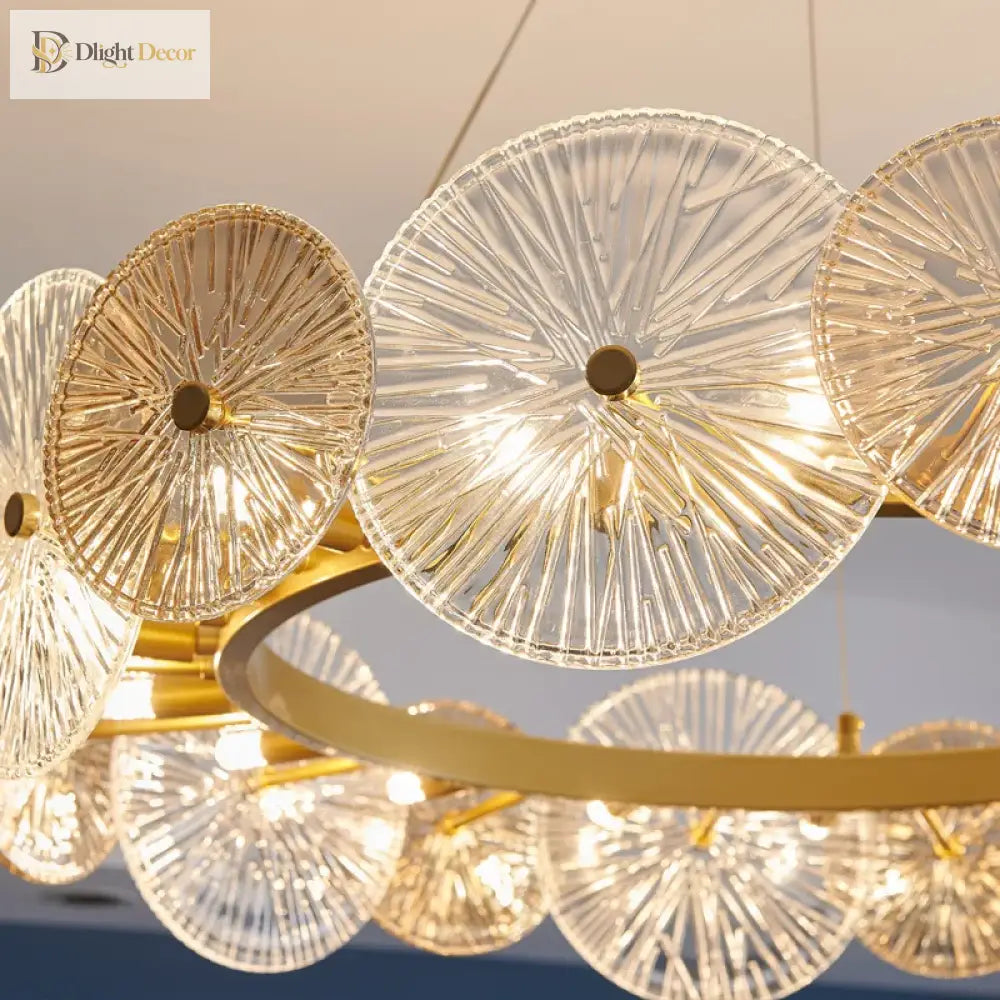 Sleek Glass Gold Chandelier | Modern Dining Room Lighting