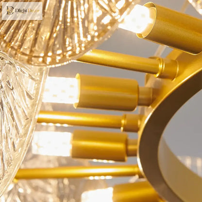 Sleek Glass Gold Chandelier | Modern Dining Room Lighting