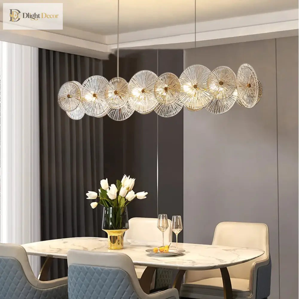 Sleek Glass Gold Chandelier | Modern Dining Room Lighting