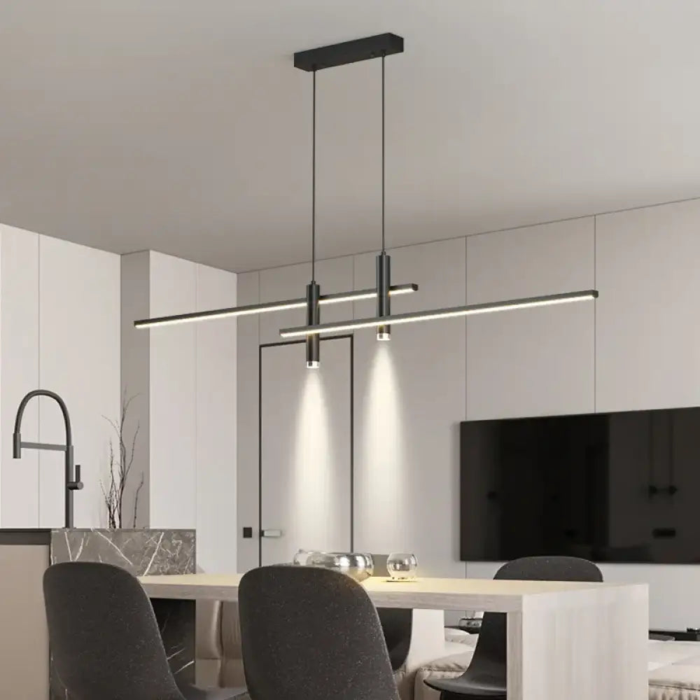 Sleek LED Minimalist Chandelier | Kitchen Island Lighting