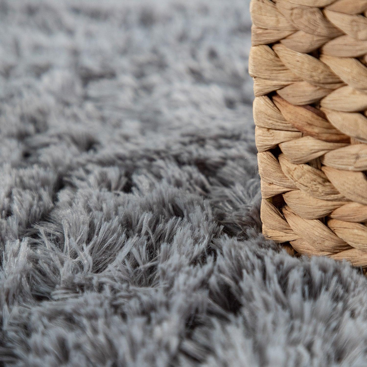 Solid Shag Rug Silky Soft &amp; Fluffy In Grey
