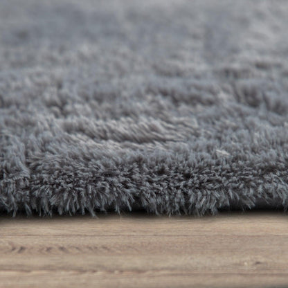Solid Shag Rug Silky Soft &amp; Fluffy In Grey