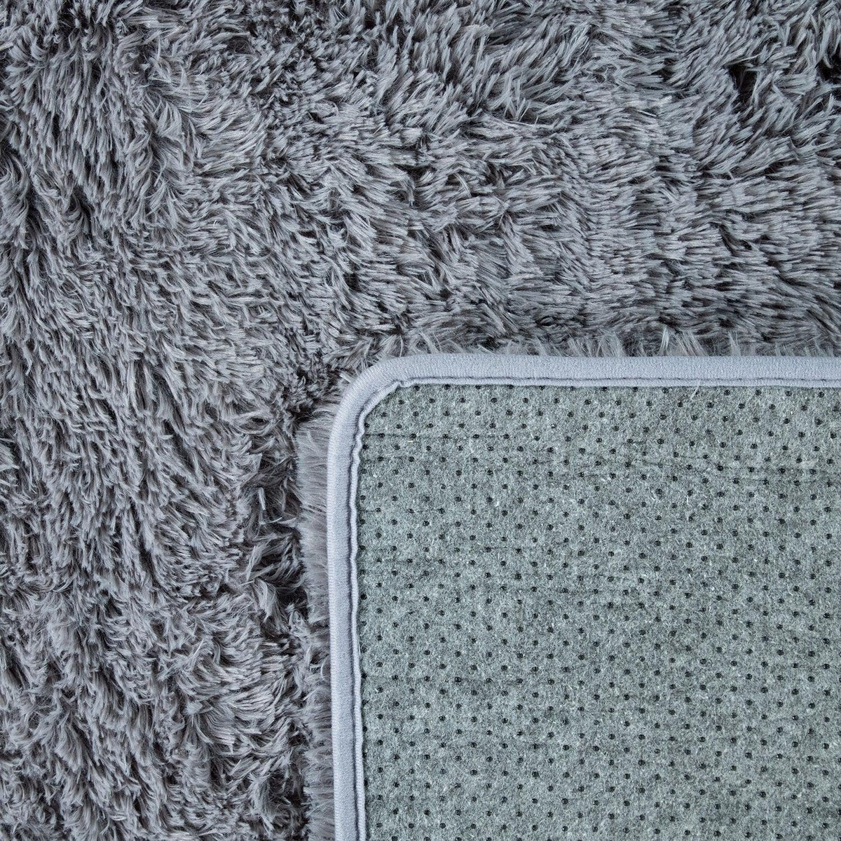 Solid Shag Rug Silky Soft &amp; Fluffy In Grey