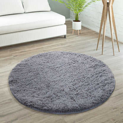 Solid Shag Rug Silky Soft &amp; Fluffy In Grey