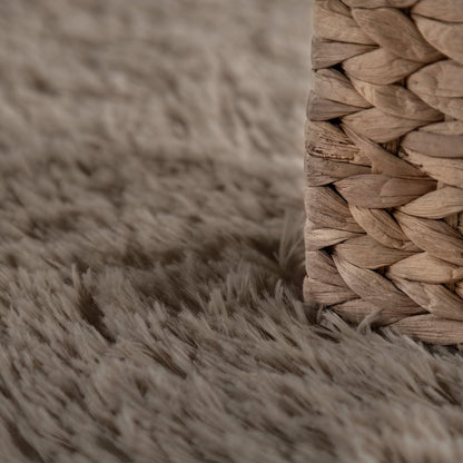 Solid Shag Rug Silky Soft &amp; Fluffy In Light-Brown