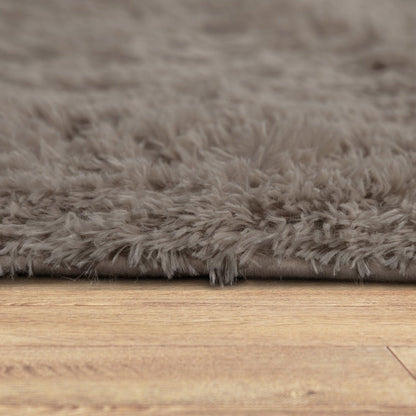 Solid Shag Rug Silky Soft &amp; Fluffy In Light-Brown